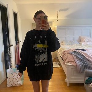 Asap worldwide, crewneck sweatshirt. black. size large.